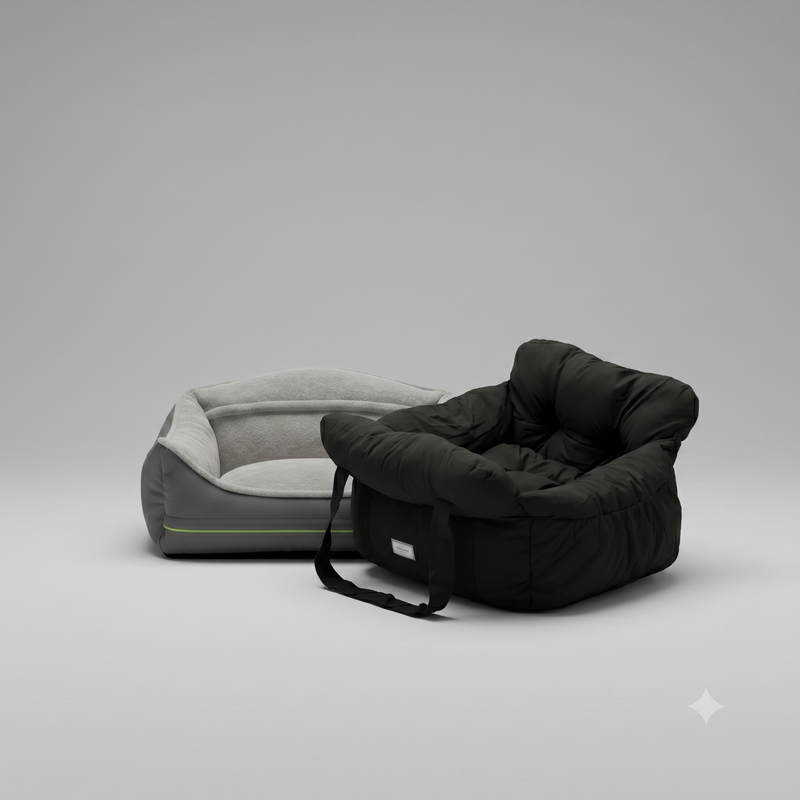 Ultimate Comfort Bundle – Premium Bolster Sofa Pet Bed & Travel Seat