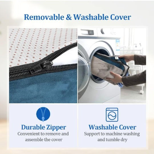 Wooofly Deep Rest Bed features a durable zipper and a soft, removable flannel cover that is machine washable.